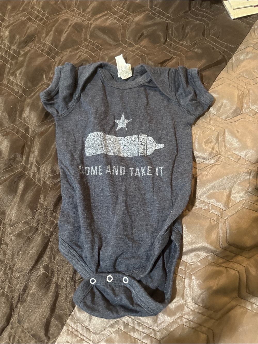 Rabbit Skins Dark Heather Gray Baby Onesie -Distressed Star Graphic 12 months